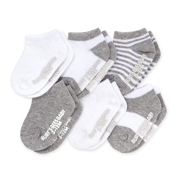 Burt's Bees Solid & Stripes Organic Cotton Baby Ankle Socks 6 Pack
