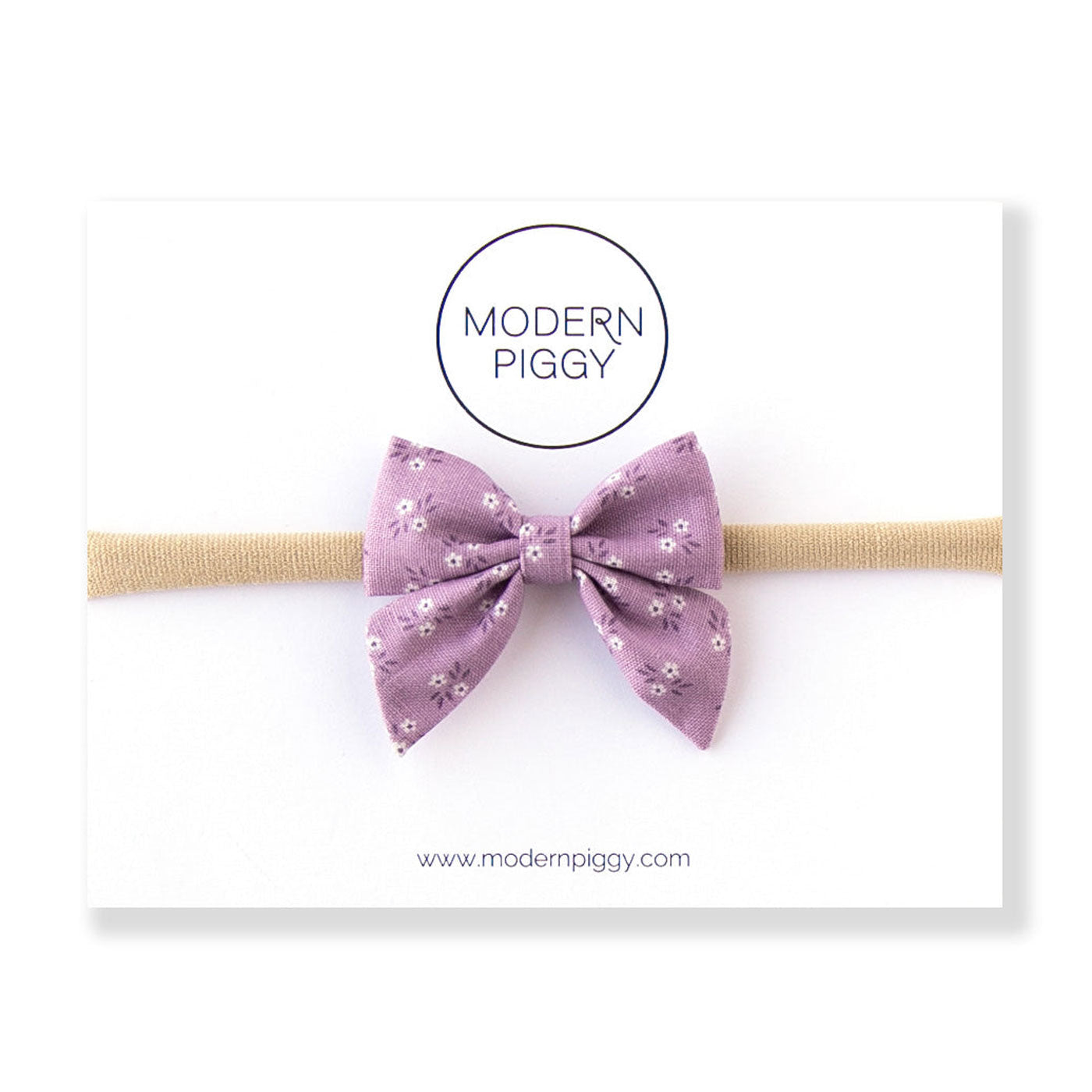 Modern Piggy Mini Piggy Bow - Nylon Headband - Violet