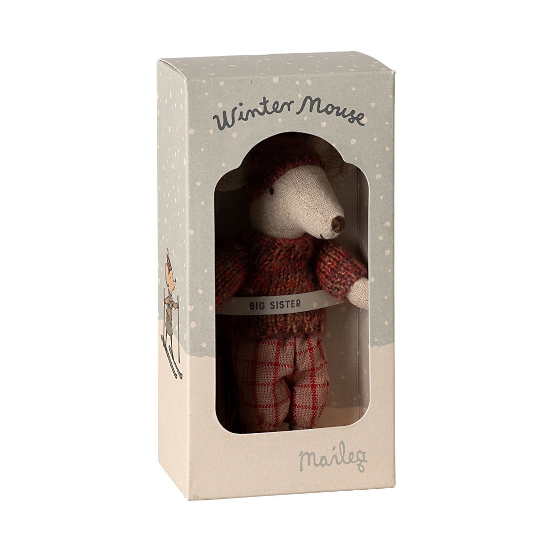 Maileg Big Sister Winter Mouse with Ski Set - Rose