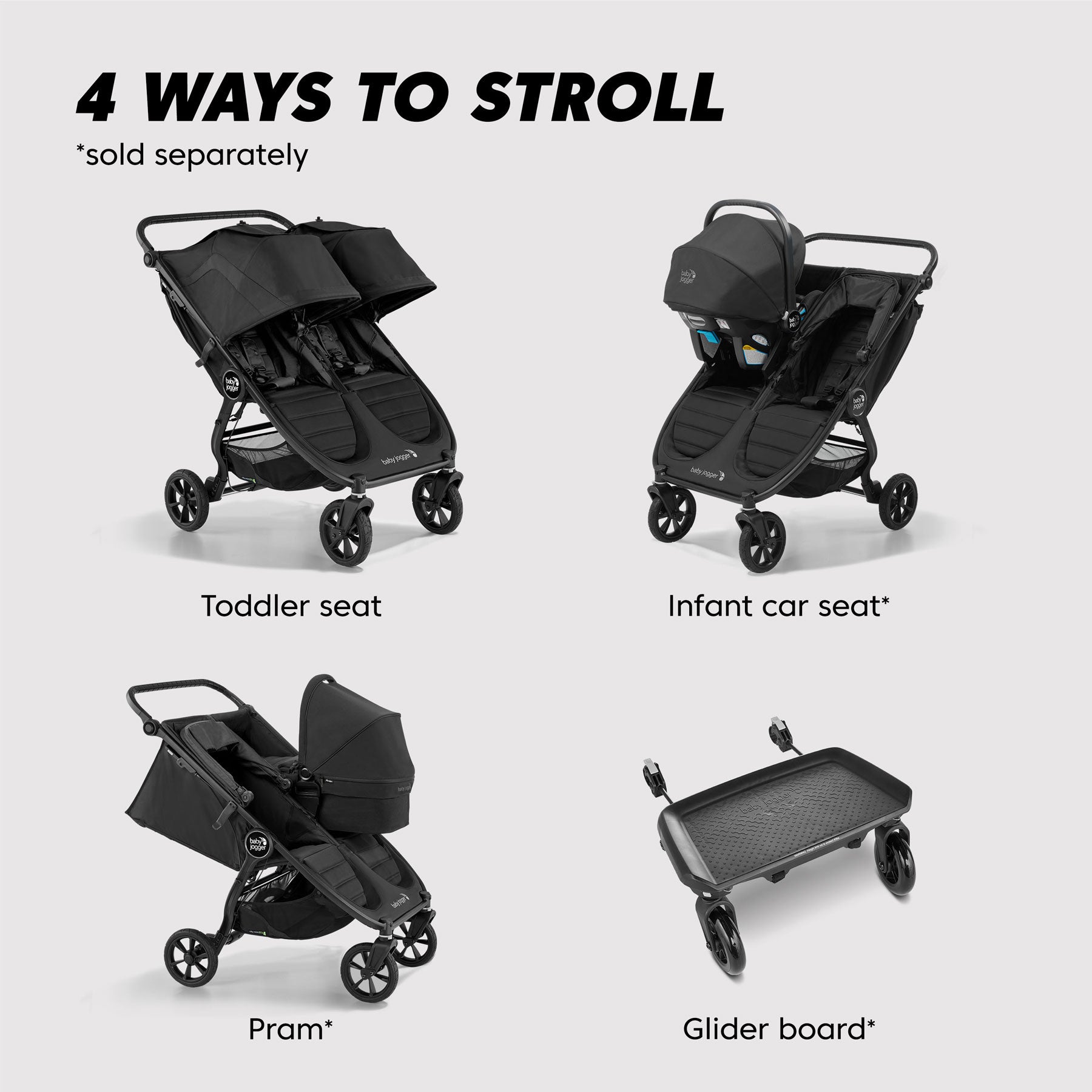 Baby jogger city select double with car outlet seat