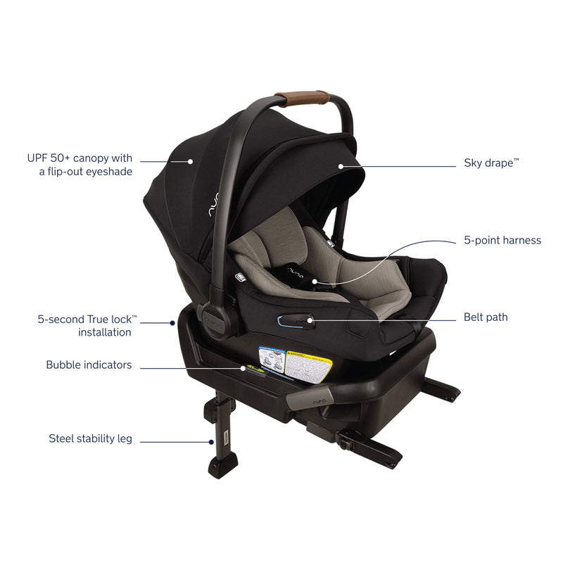 Nuna PIPA Aire Infant Car Seat with Base - Caviar