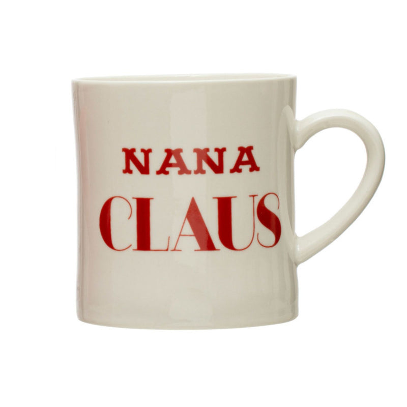 Creative Co-op Claus Stoneware Mug - 16oz - Nana - White