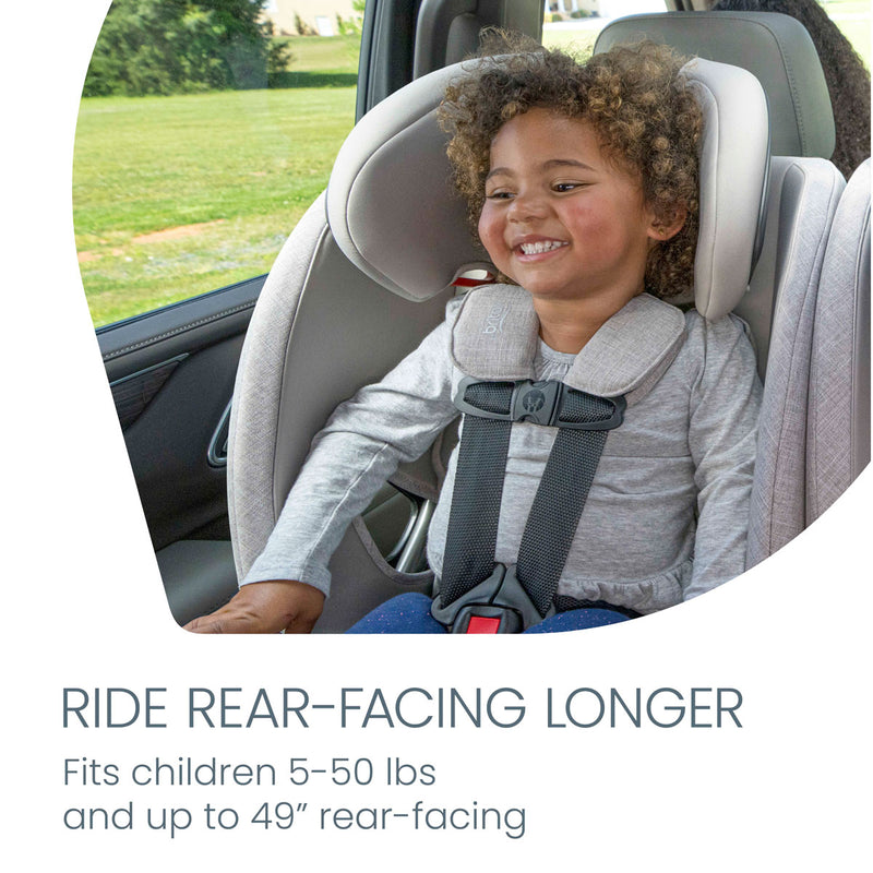 Child rides rear facing in Britax One4Life Slim ClickTight All-In-One Car Seat - Parchment