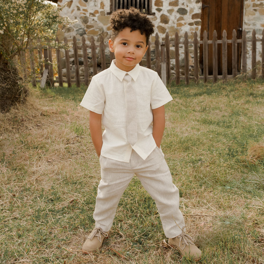 Boy White Linen-Cotton Pull-On Pant by Janie and Jack
