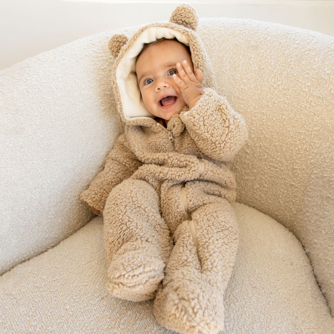 Quincy Mae Bear Jumpsuit Sand The Baby Cubby