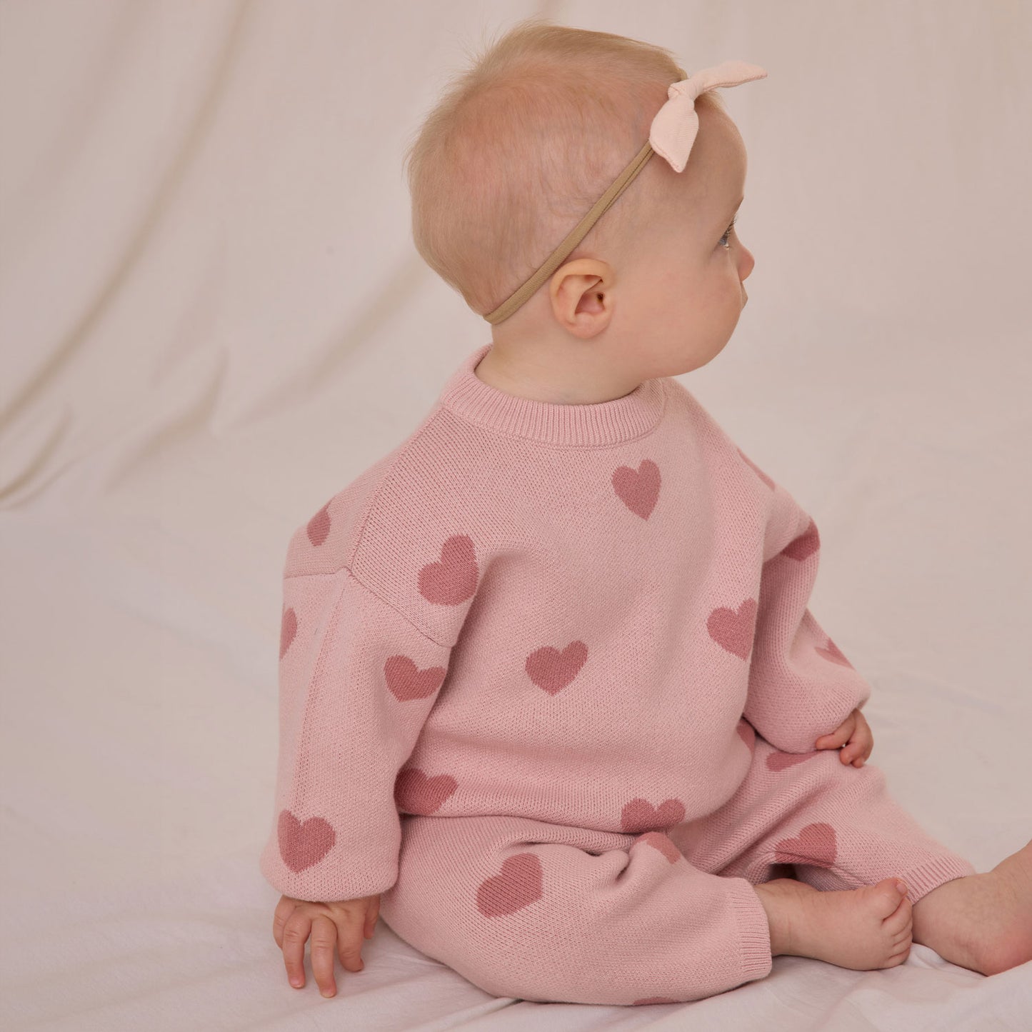 Quincy Mae Heart Knit Sweater - Bubblegum