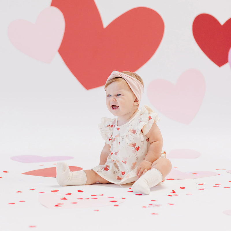 Quincy Mae Flutter Dress - Heart Balloons - Ivory