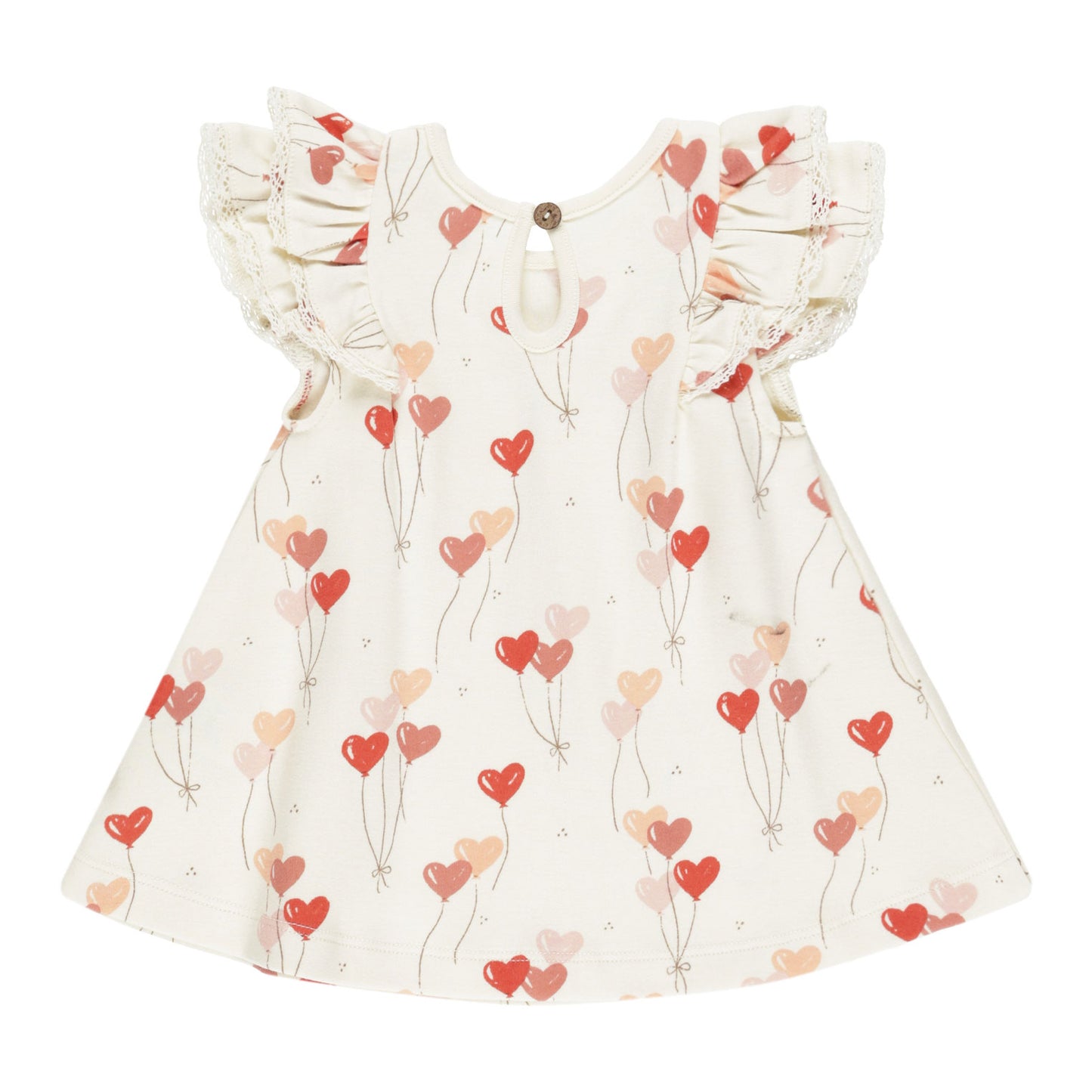 Quincy Mae Flutter Dress - Heart Balloons - Ivory