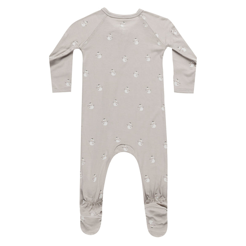 Quincy Mae Bamboo Zip Footie - Snowmen - Fog