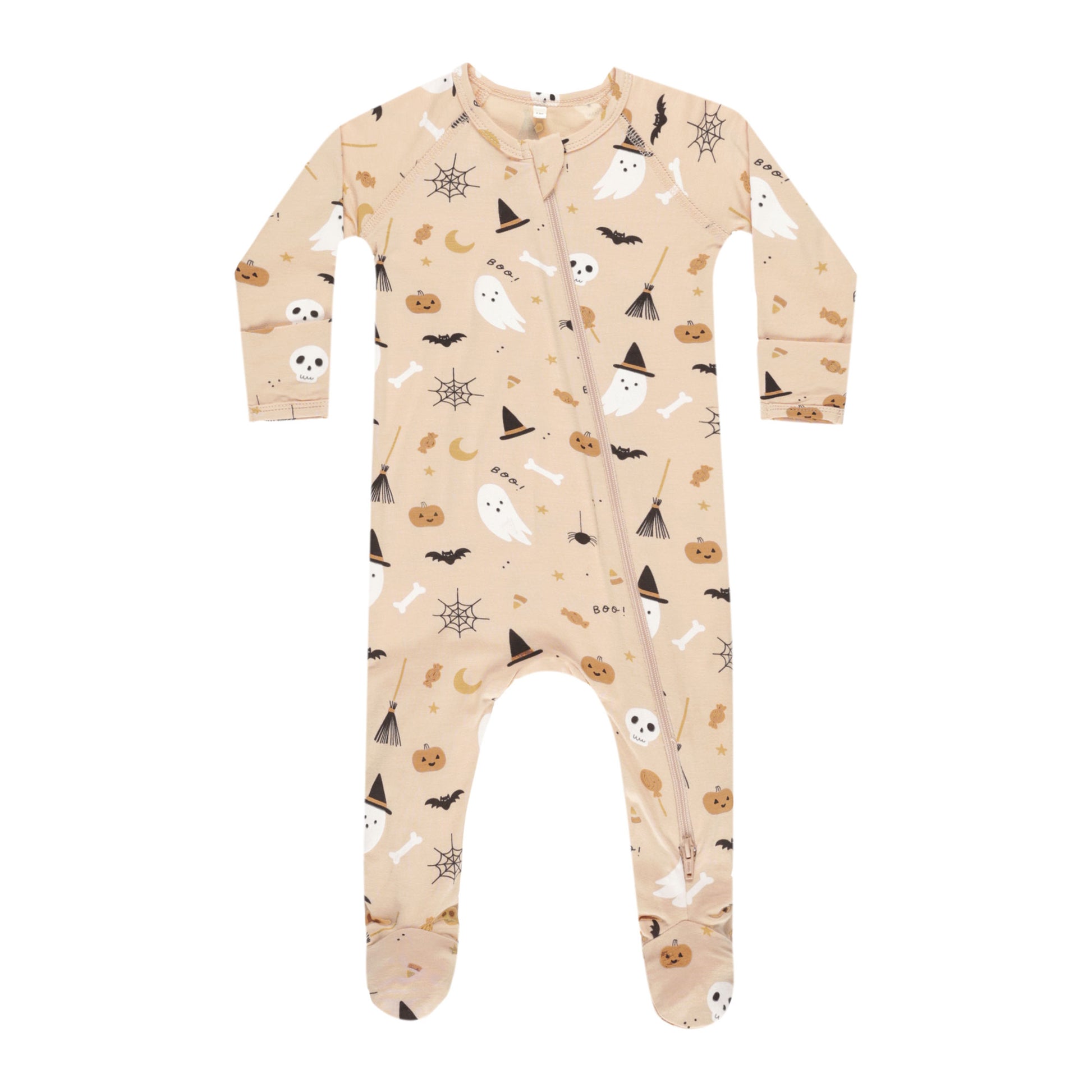 Quincy Mae Bamboo Zip Footie - Halloween - Shell