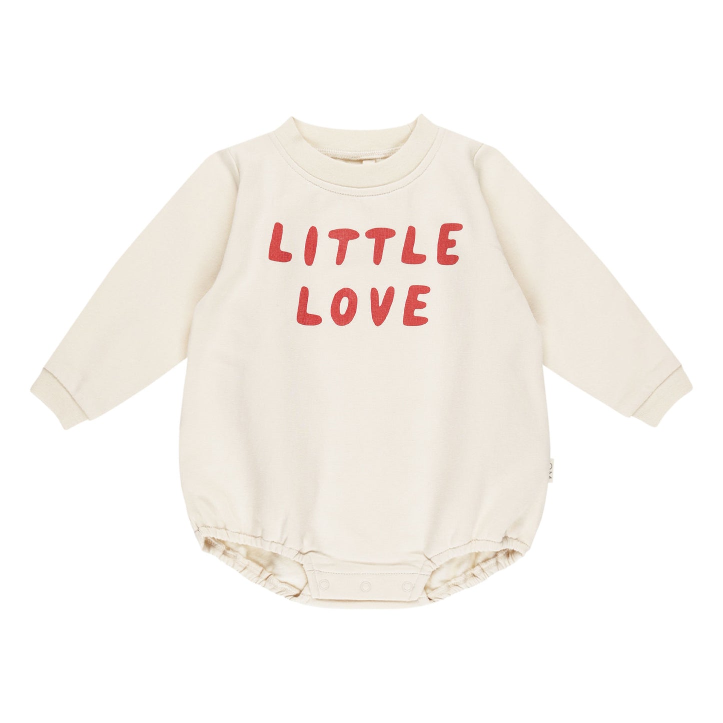 Quincy Mae Crewneck Bubble Romper - Little Love - Natural