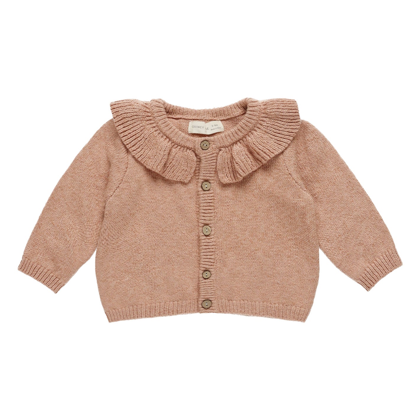 Quincy Mae Ruffle Collar Cardigan - Rose