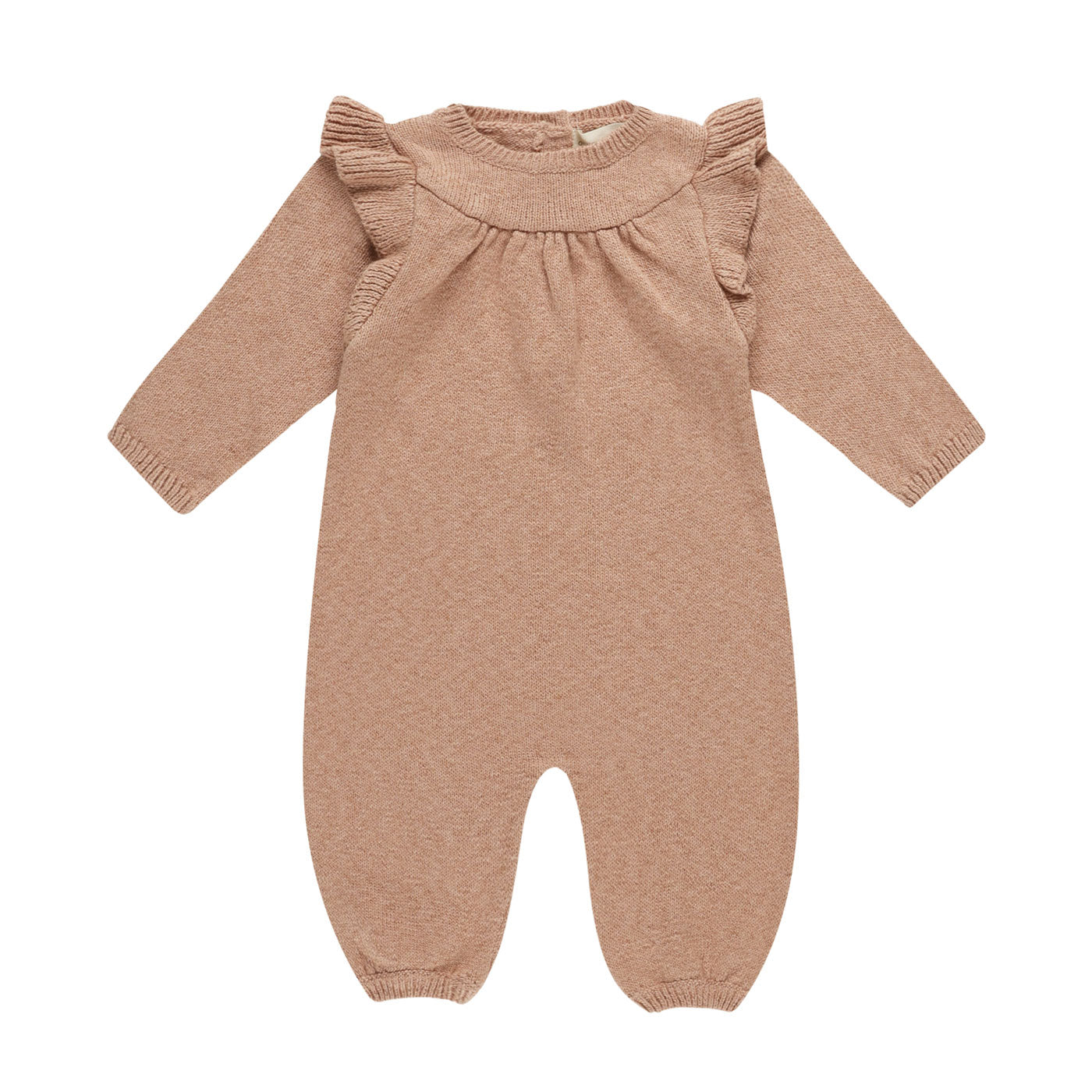 Quincy Mae Long Sleeve Mira Knit Romper - Heathered Rose