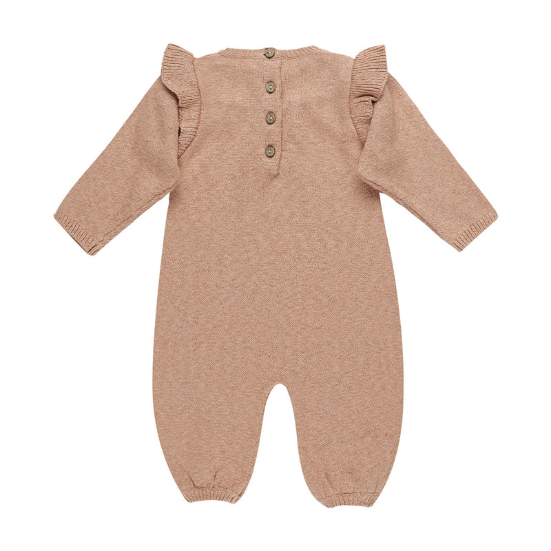 Quincy Mae Long Sleeve Mira Knit Romper - Heathered Rose