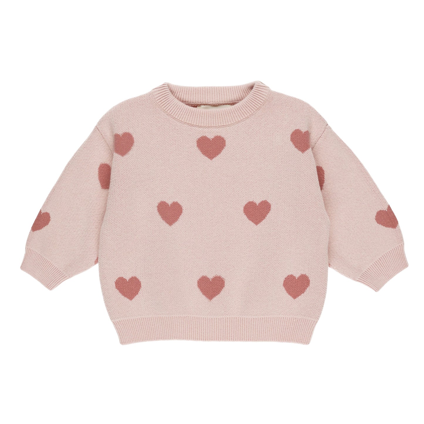 Quincy Mae Heart Knit Sweater - Bubblegum