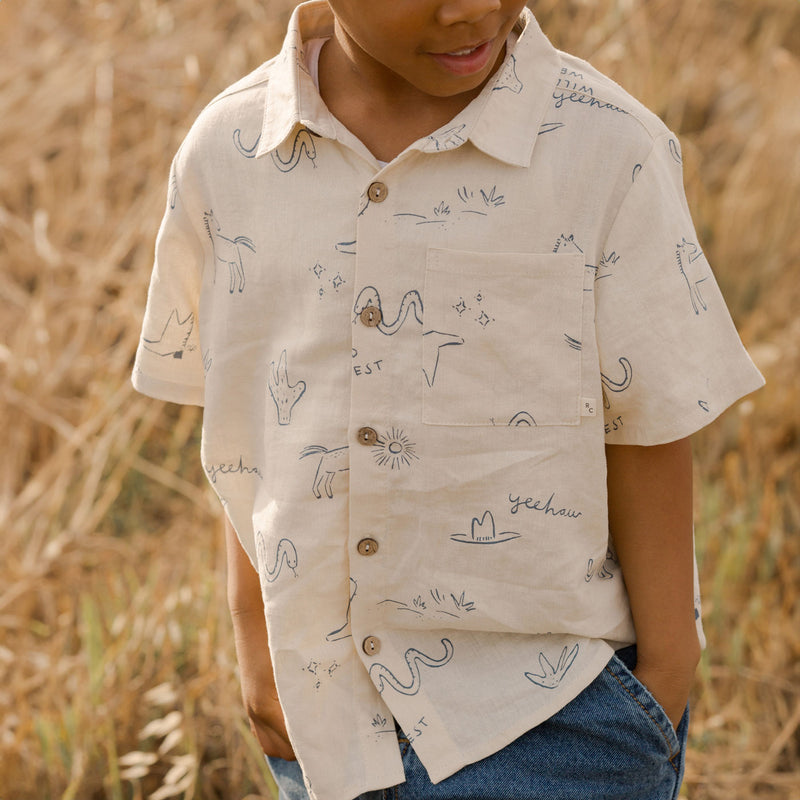 Rylee and Cru Collared Shirt - Wild West - Natural