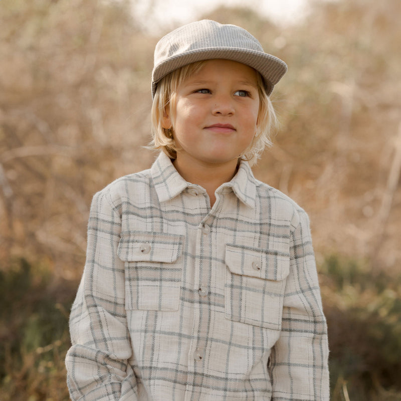 Rylee and Cru Collared Long Sleeve Shirt - Rustic Plaid - Stone