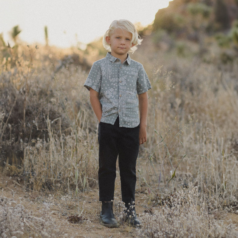 Rylee and Cru Collared Short Sleeve Shirt - Laurel Bandana