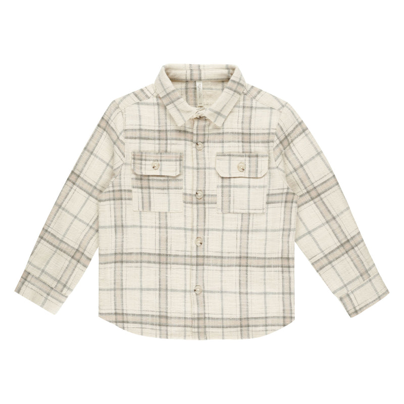 Rylee and Cru Collared Long Sleeve Shirt - Rustic Plaid - Stone