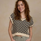 Rylee and Cru Women's Sweater Vest - Check - Ivory / Black