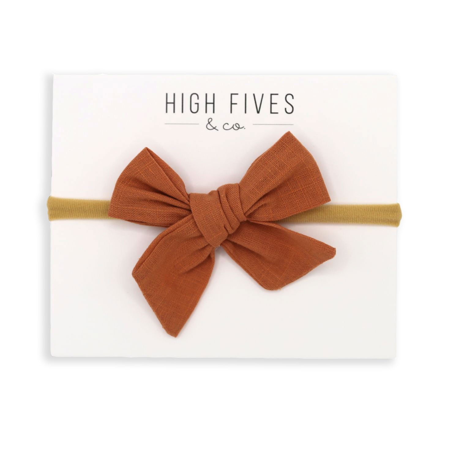 High Fives Linen Bow Nylon Headband  - Camel