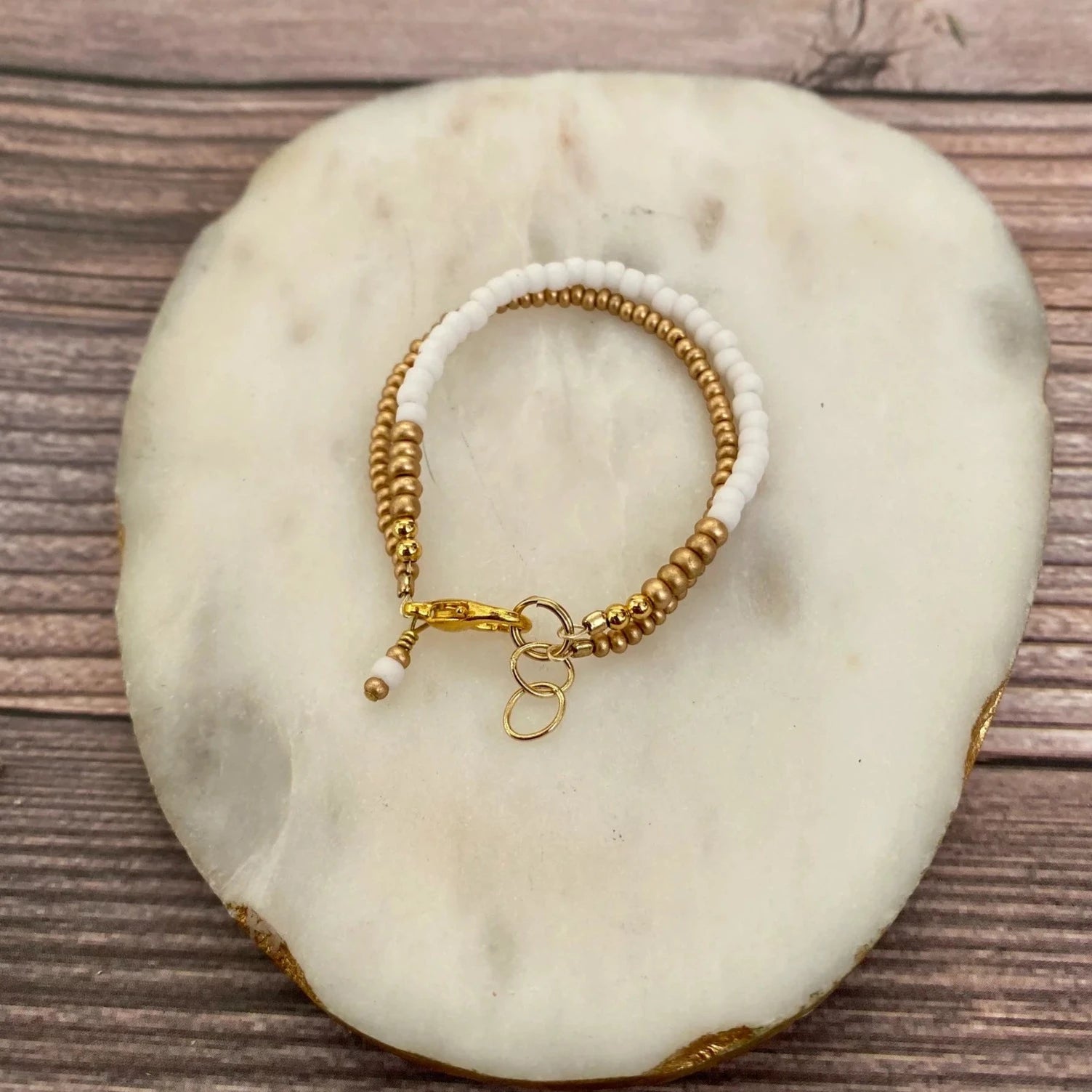 Quill and Goose 14K Gold Filled Bracelet - Mini Matte Ivory