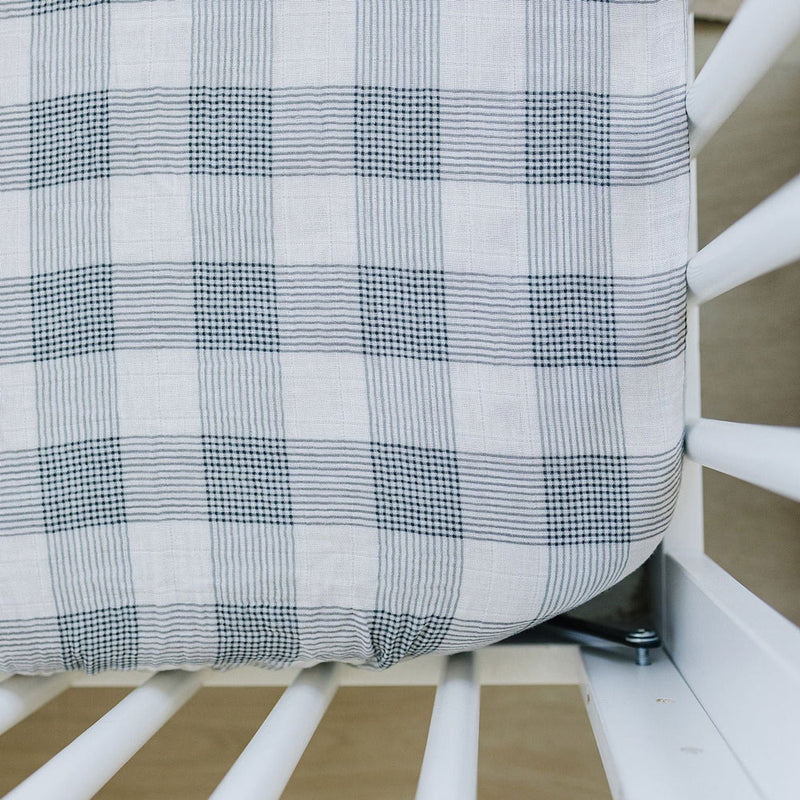 Mebie Baby Muslin Crib Sheet - Coastal Plaid