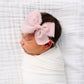 Baby wearing Lou Lou and Company  Chiffon Bow Headband  - Blush