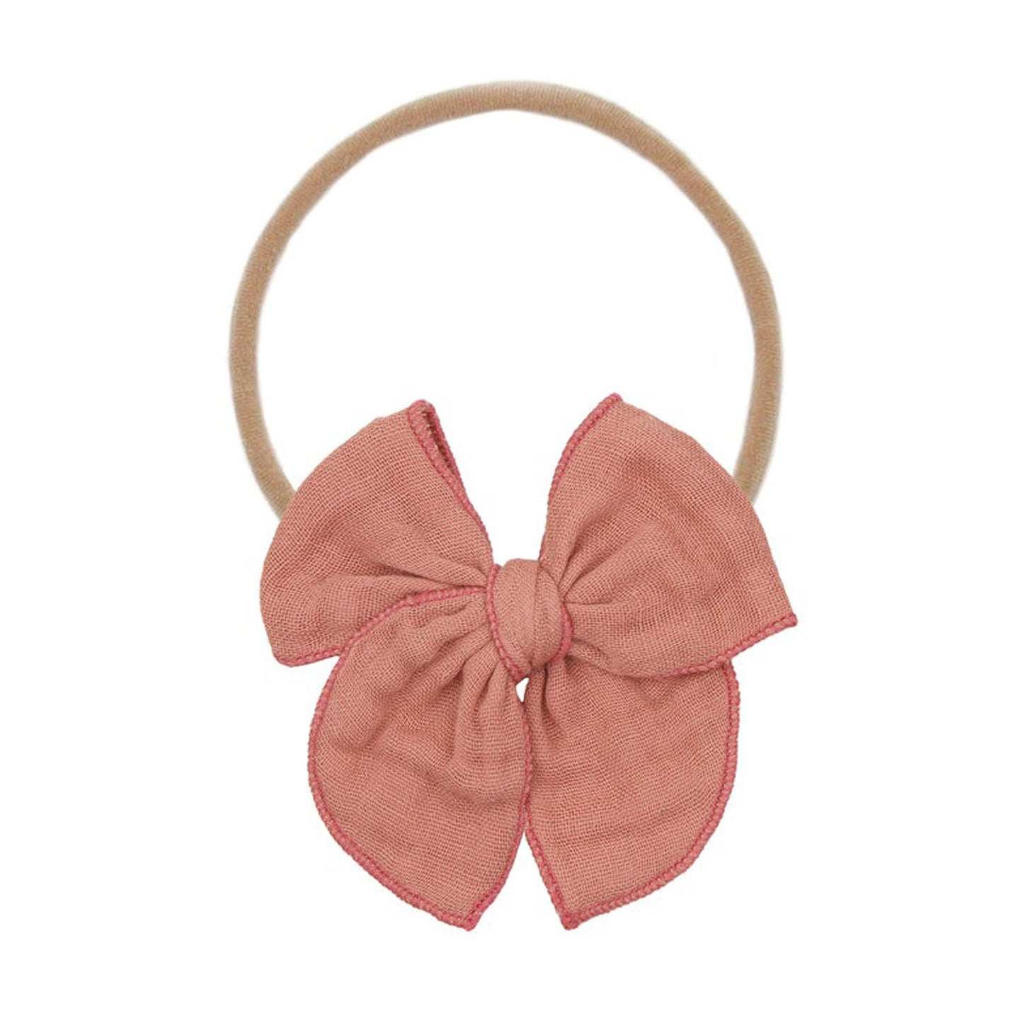 Lou Lou and Company Cloud Muslin Heirloom Bow Headband - Rose