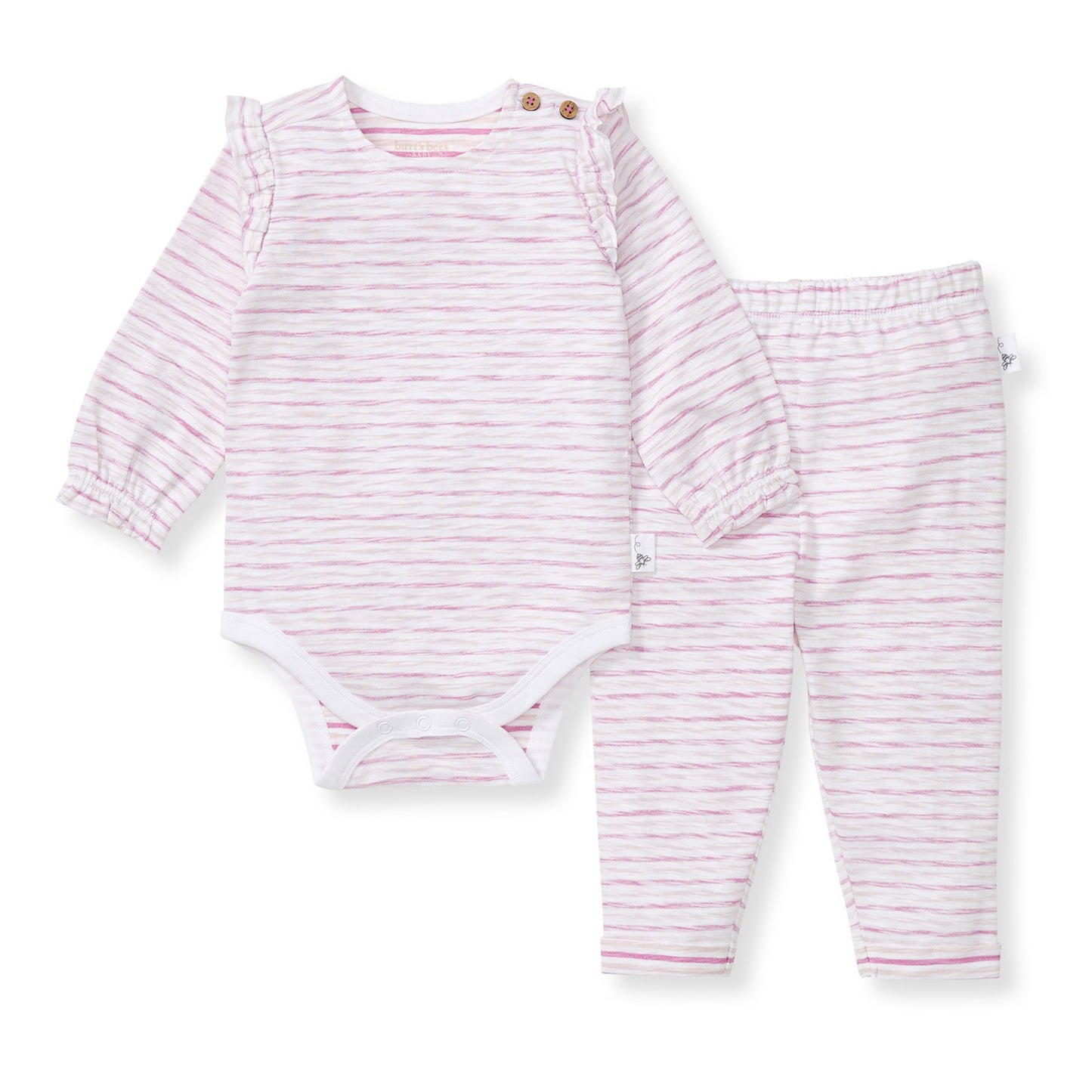 Burt's Bees Slub Stripe Bodysuit Set - Crocus