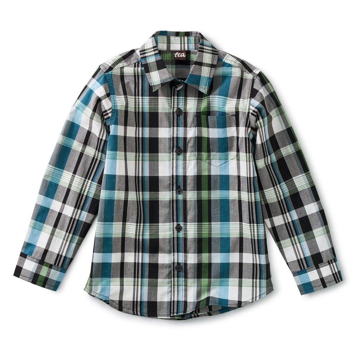 Tea Collection Plaid Button Up Shirt - Forest Glen Plaid