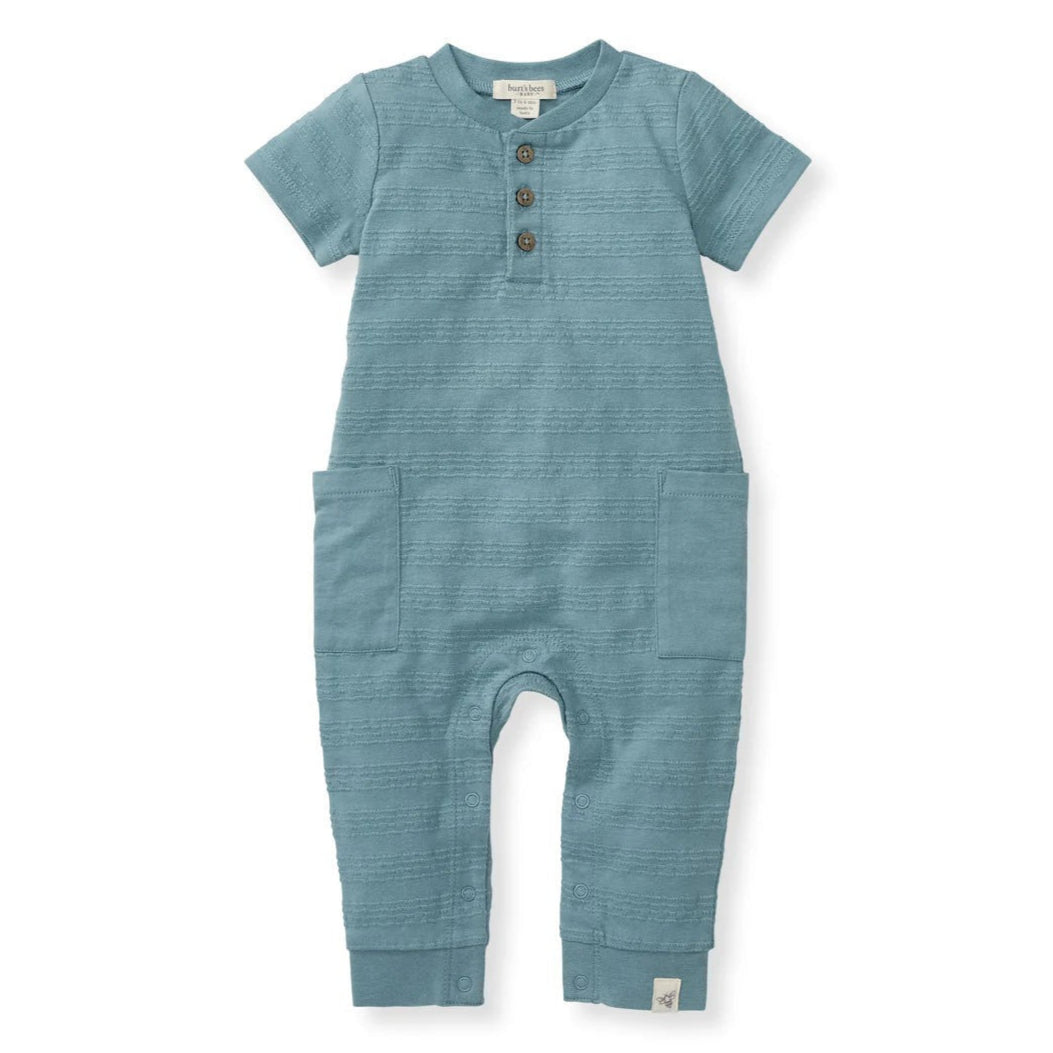 Burt's Bees Dotted Jacquard Jumpsuit - Smoke Blue