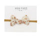 Floral Linen Knot Bow Nylon Headband