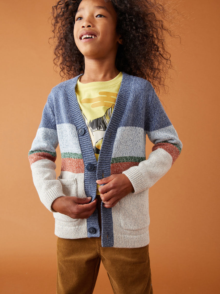 Tea Collection - Cardigan The | Marled Pocket Baby Stripe Triumph Cubby
