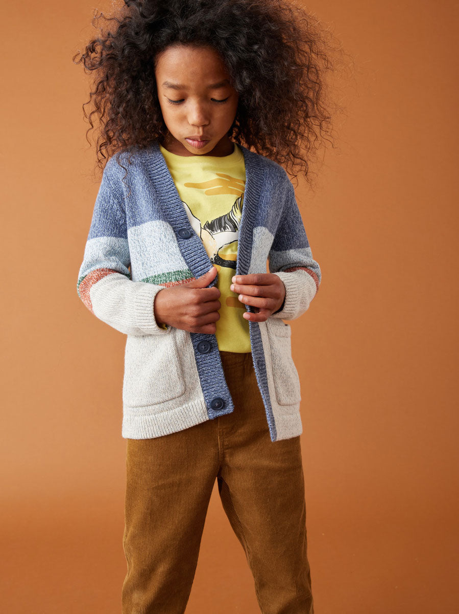 Cubby | Collection Tea Marled Triumph Cardigan Baby Pocket Stripe - The