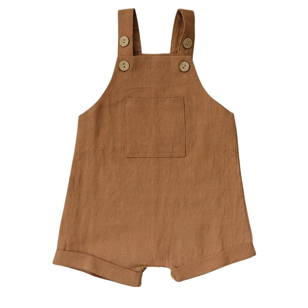 Linen Short Overalls - Camel - MEBI